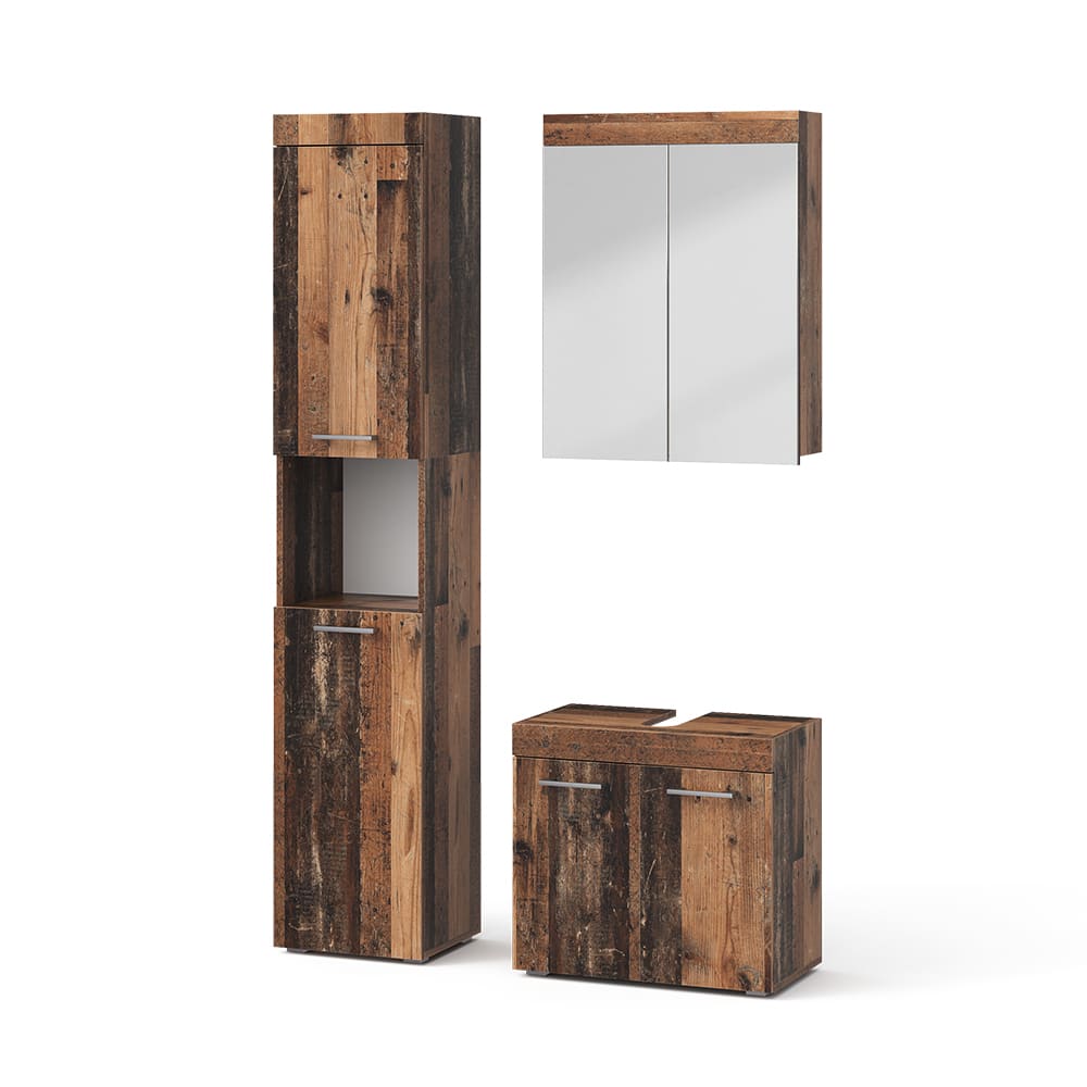 Vicco Badmöbel-Set 3-teilig Oldstyle 60x56cm style modern Braun Spanplatte