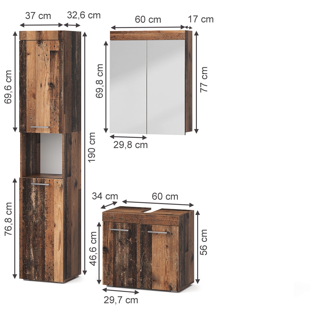 Badmöbel-Set 3-teilig Oldstyle 60x56cm - Maisons Du Monde