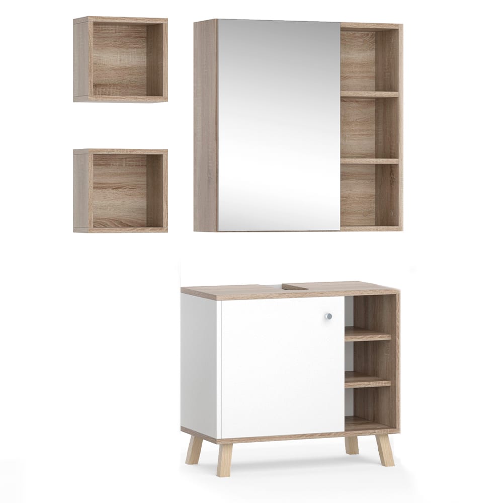 Vicco Badmöbel-Set 2-teilig Weiß 60x54cm style modern Weiß Spanplatte