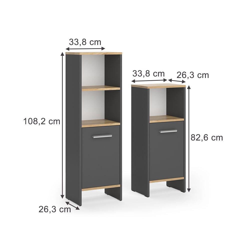 Badmöbel-Set 2-teilig Anthrazit/Goldkraft Eiche 34x108.2cm -