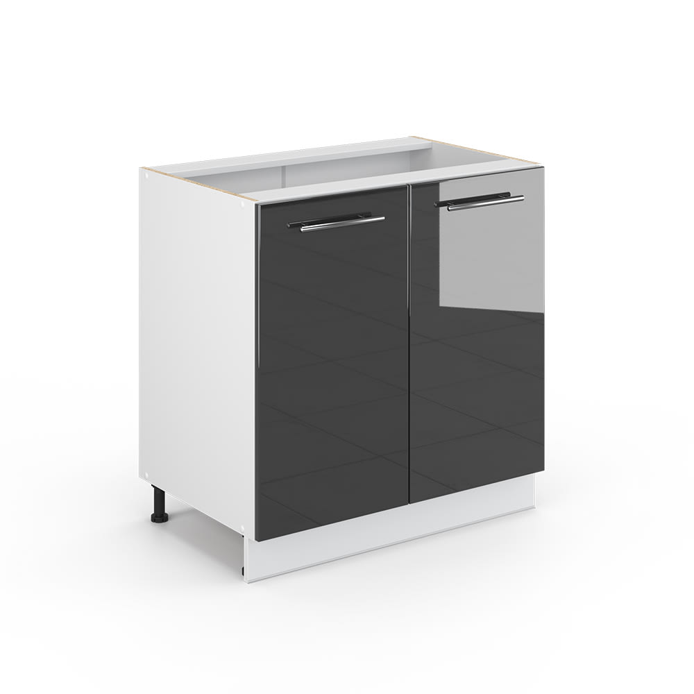 Vicco Midischrank mit Regal ohne Arbeitsplatte Anthrazit Hochglanz 80x82cm style modern Grau Spanplatte