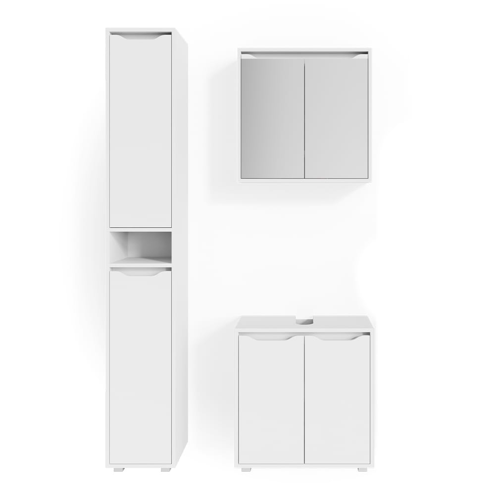 Vicco Badmöbel-Set 3-teilig Weiß 60x62.5cm style modern Weiß Spanplatte