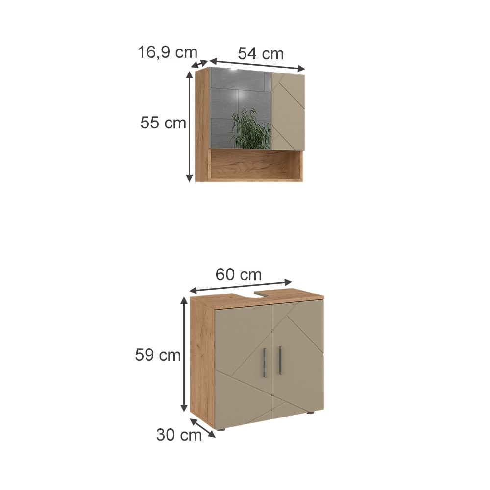 Badmöbel-Set 2-teilig Beige 60x59cm - Maisons Du Monde