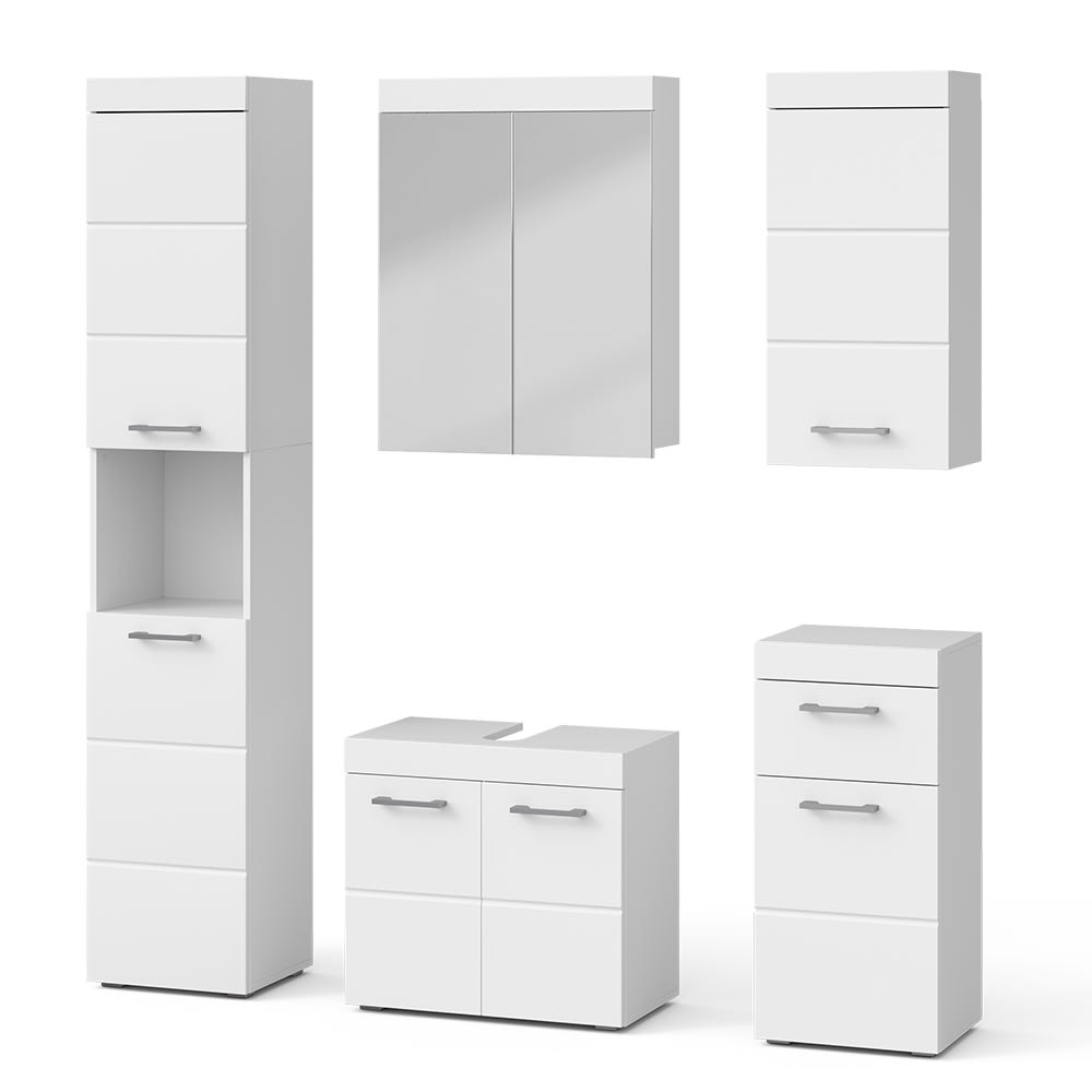 Vicco Badmöbel-Set 5-teilig Weiß 60x56cm style modern Weiß Spanplatte