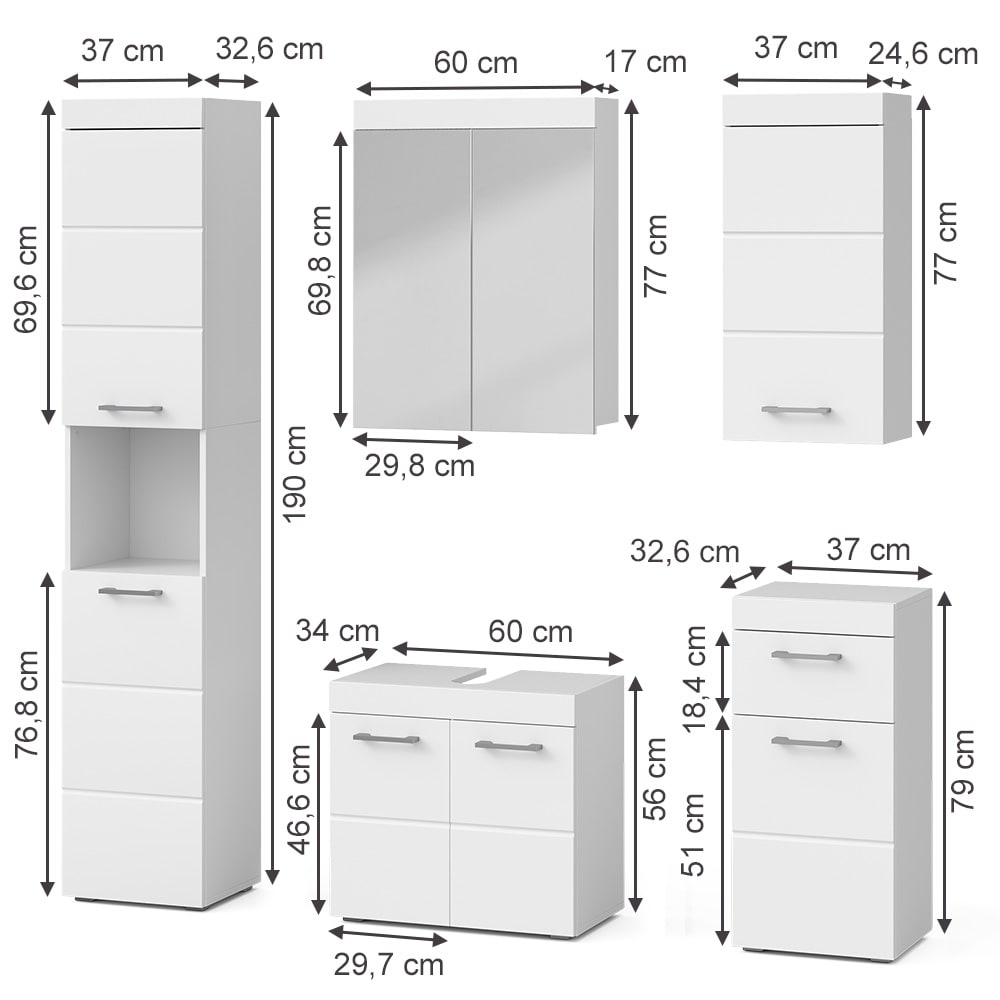 Badmöbel-Set 5-teilig Weiß 60x56cm - Maisons Du Monde