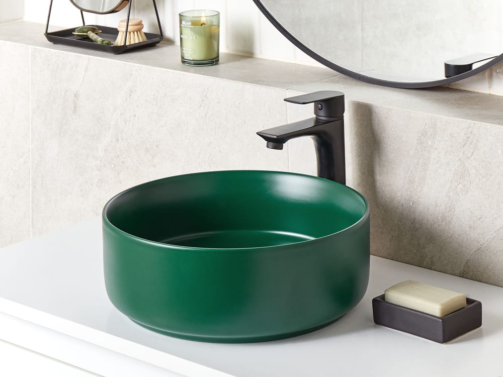 Aufsatzwaschbecken ⌀ 37 cm Keramik Dunkelgrün - Maisons Du Monde