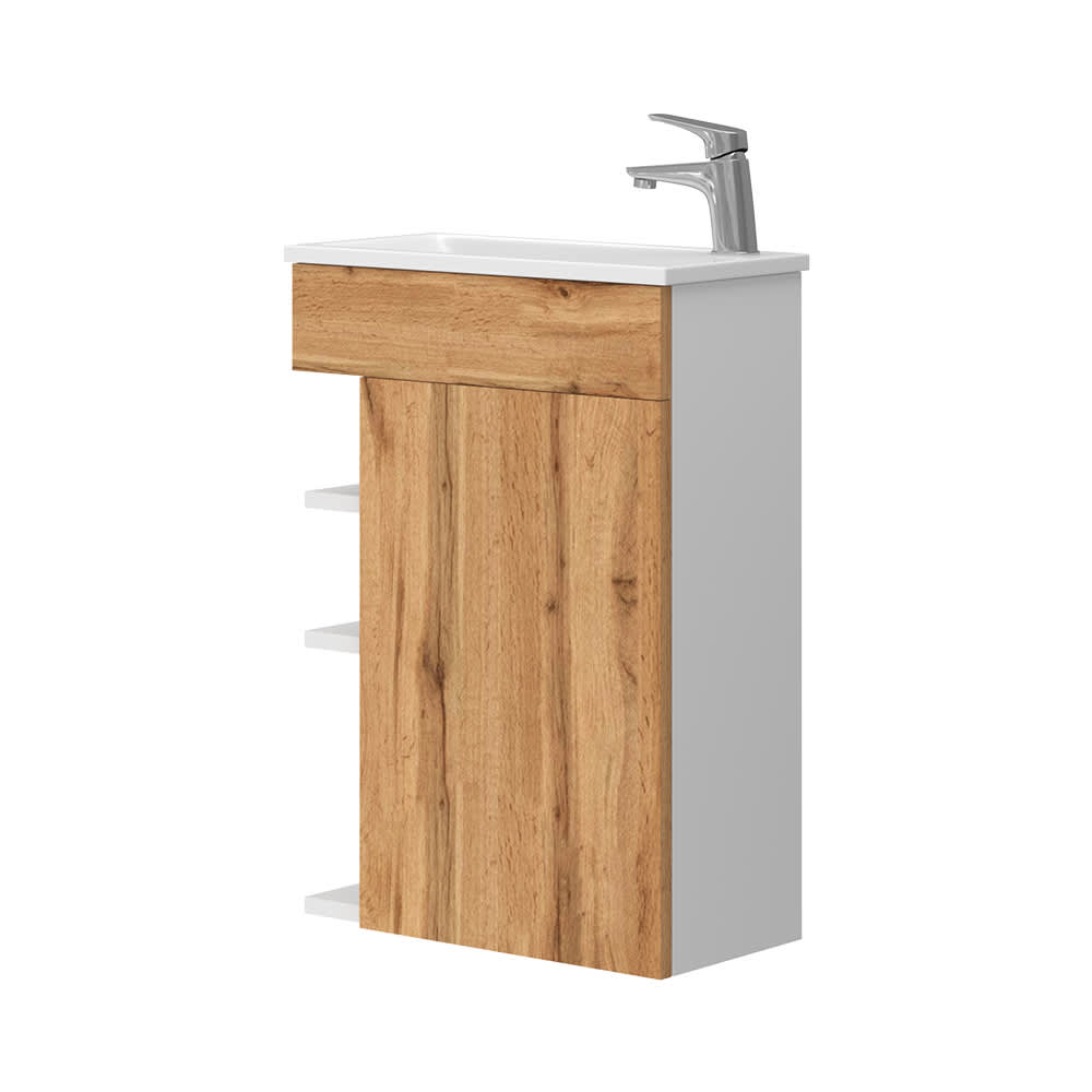 Vicco Waschbeckenunterschrank 2-teilig Goldkraft Eiche 50x70cm style modern Braun Spanplatte