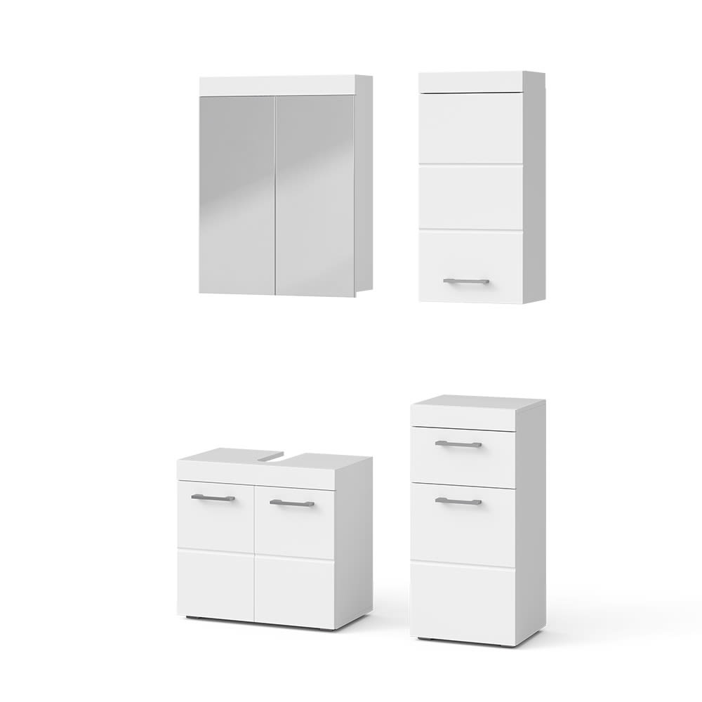 Vicco Badmöbel-Set 4-teilig Weiß 60x56cm style modern Weiß Spanplatte