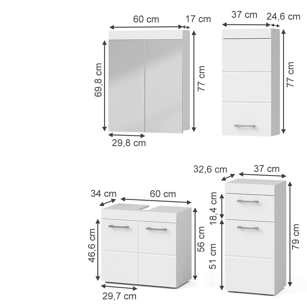 Badmöbel-Set 4-teilig Weiß 60x56cm - Maisons Du Monde
