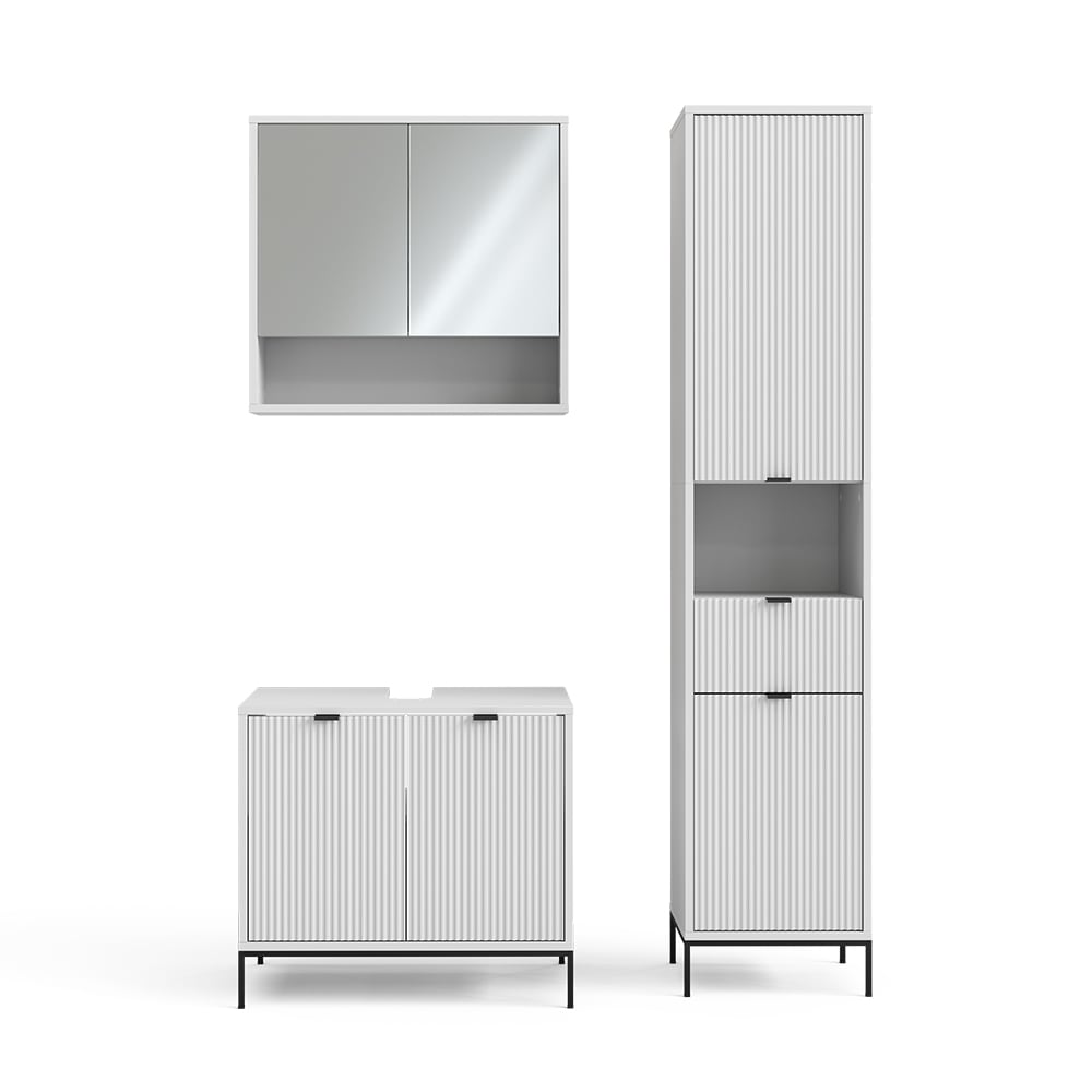 Vicco Badmöbel-Set 3-teilig Weiß 70x63cm style modern Weiß Spanplatte