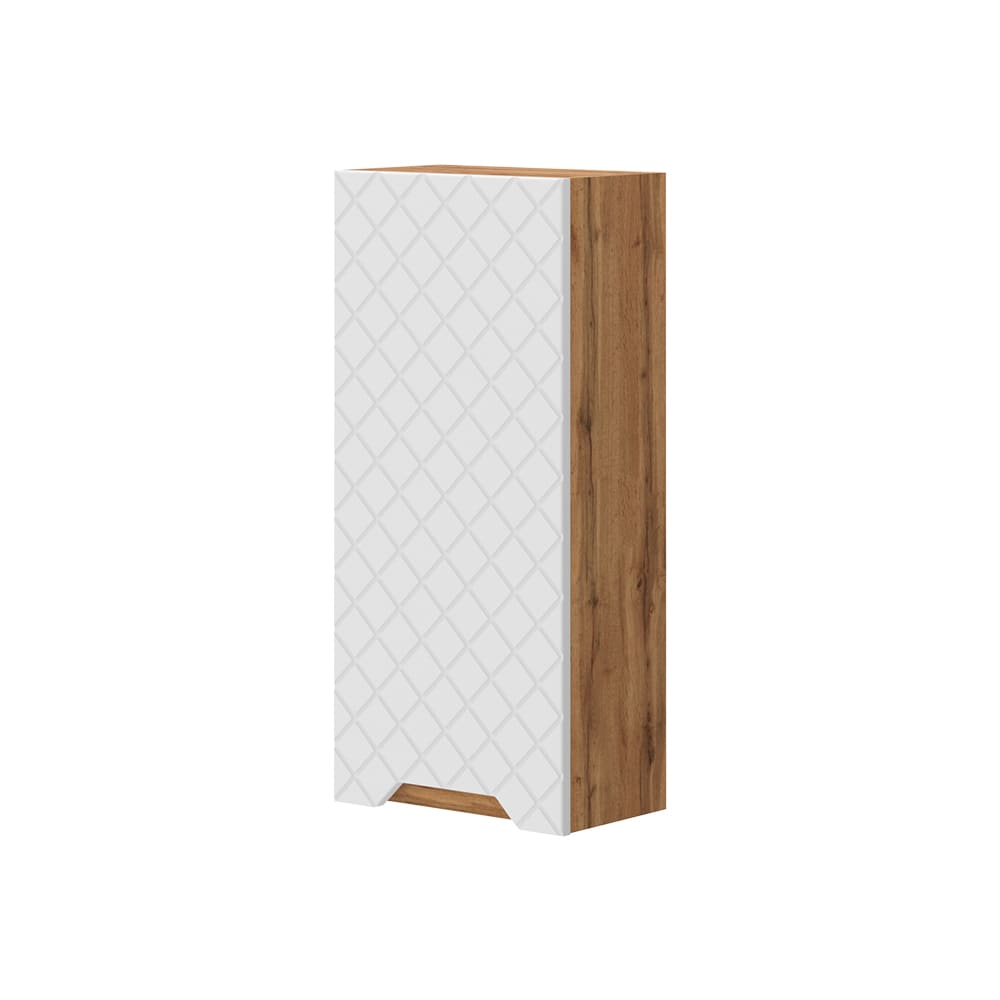 Vicco Badschrank Eiche/Weiß mit Kachelstruktur 20x72.6cm style modern Weiß Spanplatte