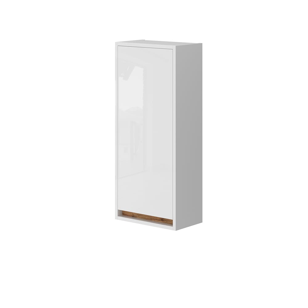Vicco Badschrank mit Tür Weiß Hochglanz 81,6x35cm style modern Weiß Spanplatte