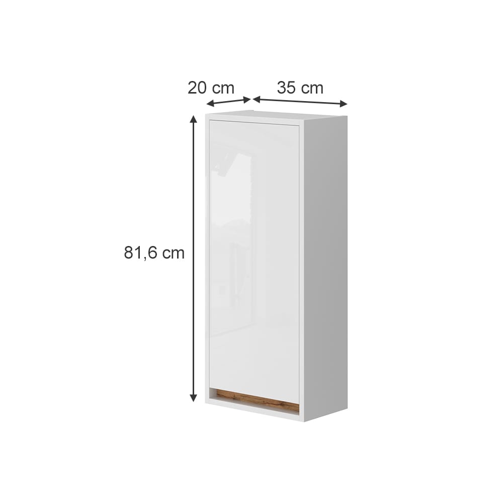 Badschrank mit Tür Weiß Hochglanz 81,6x35cm - Maisons Du Monde