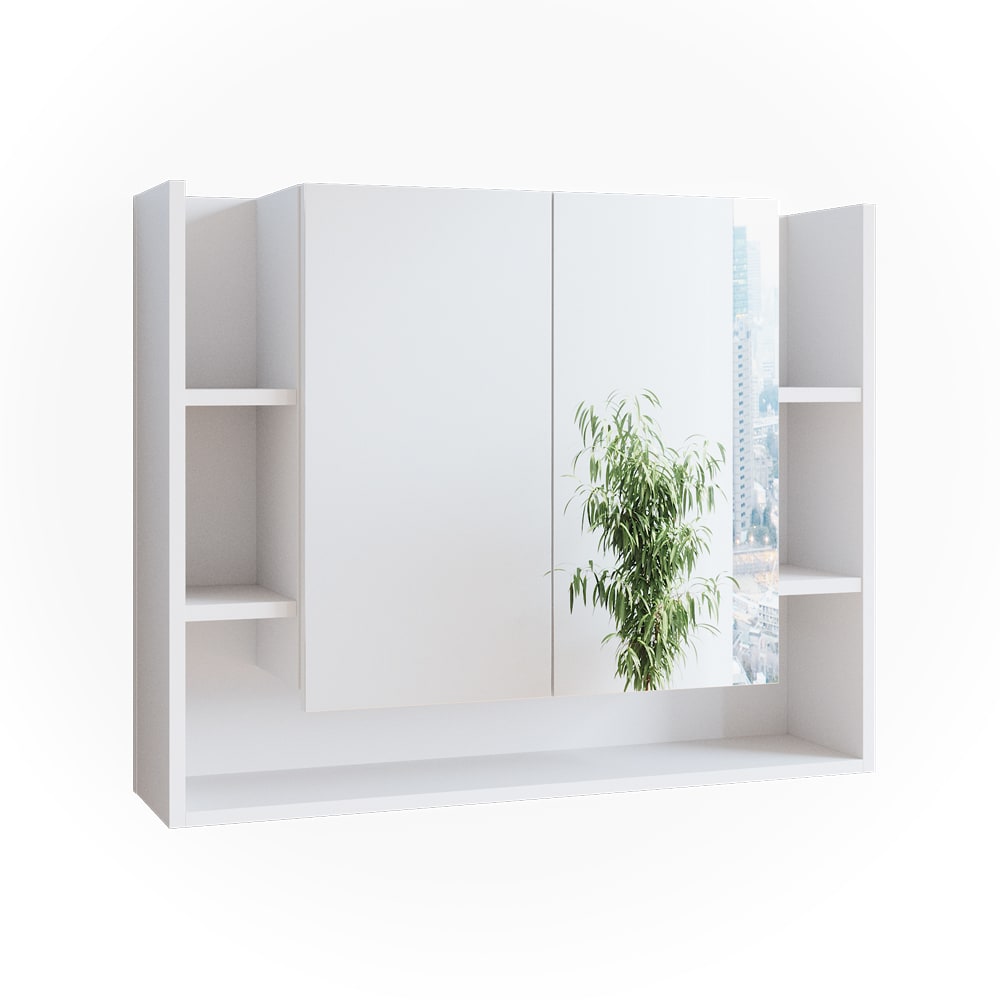 Vicco Badspiegelschrank, Weiß 80.2 x 64cm style modern Weiß Spanplatte