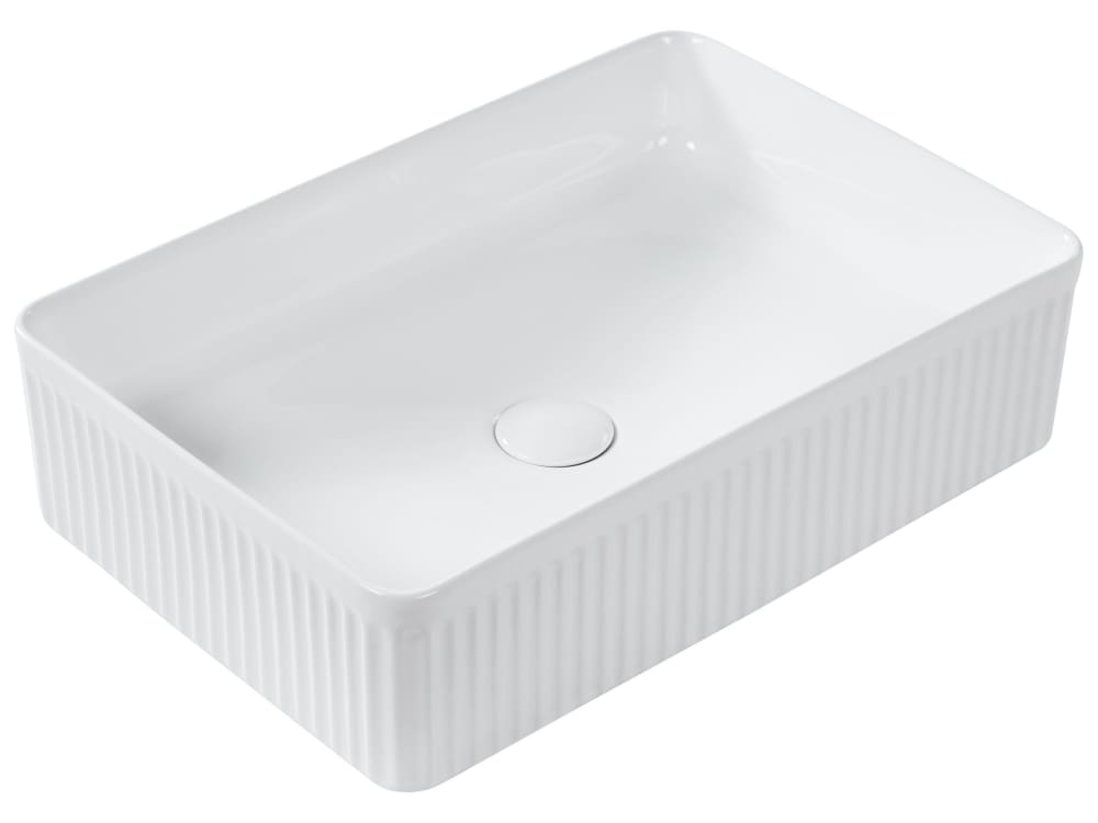 Beliani Aufsatzwaschbecken 50 x 34 cm Keramik Weiß Weiß Keramik
