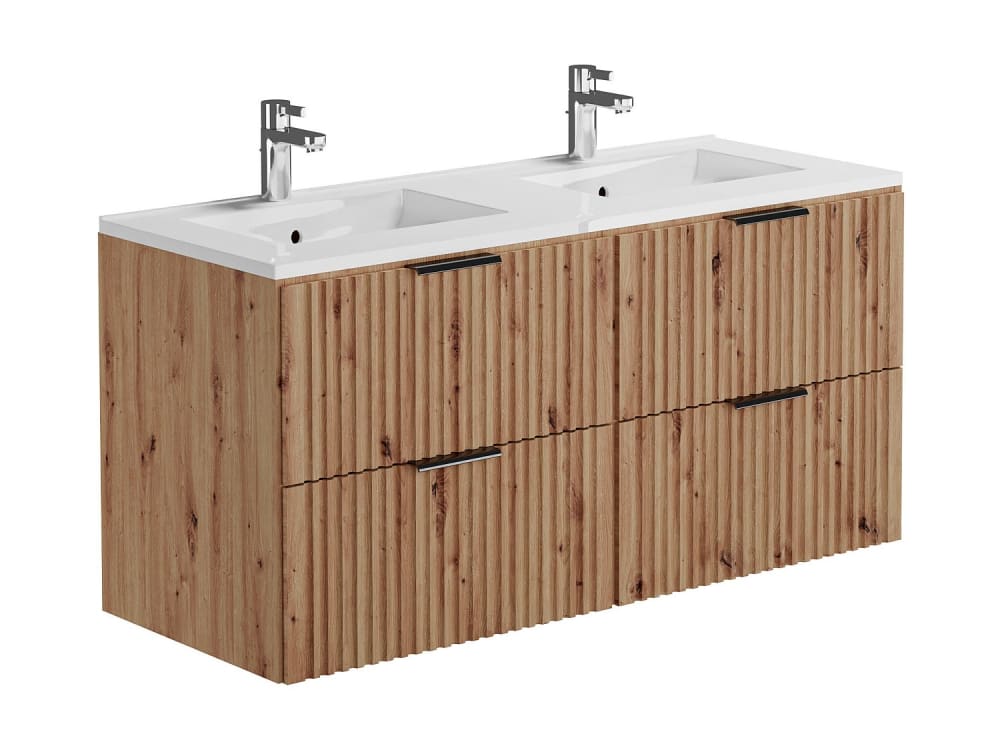 Meuble double vasque effet bois
