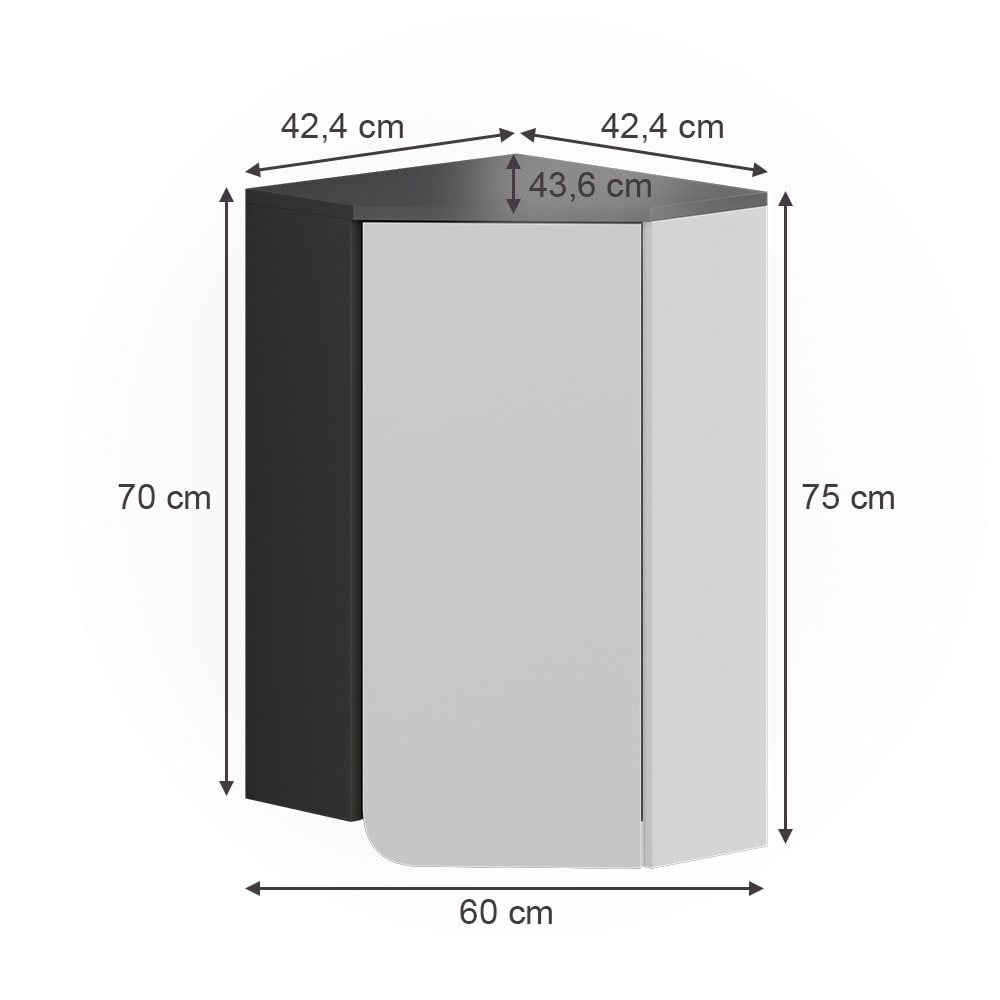 Eckhängeschrank mit Tür Anthrazit/Weiß 60x75cm - Maisons Du Monde