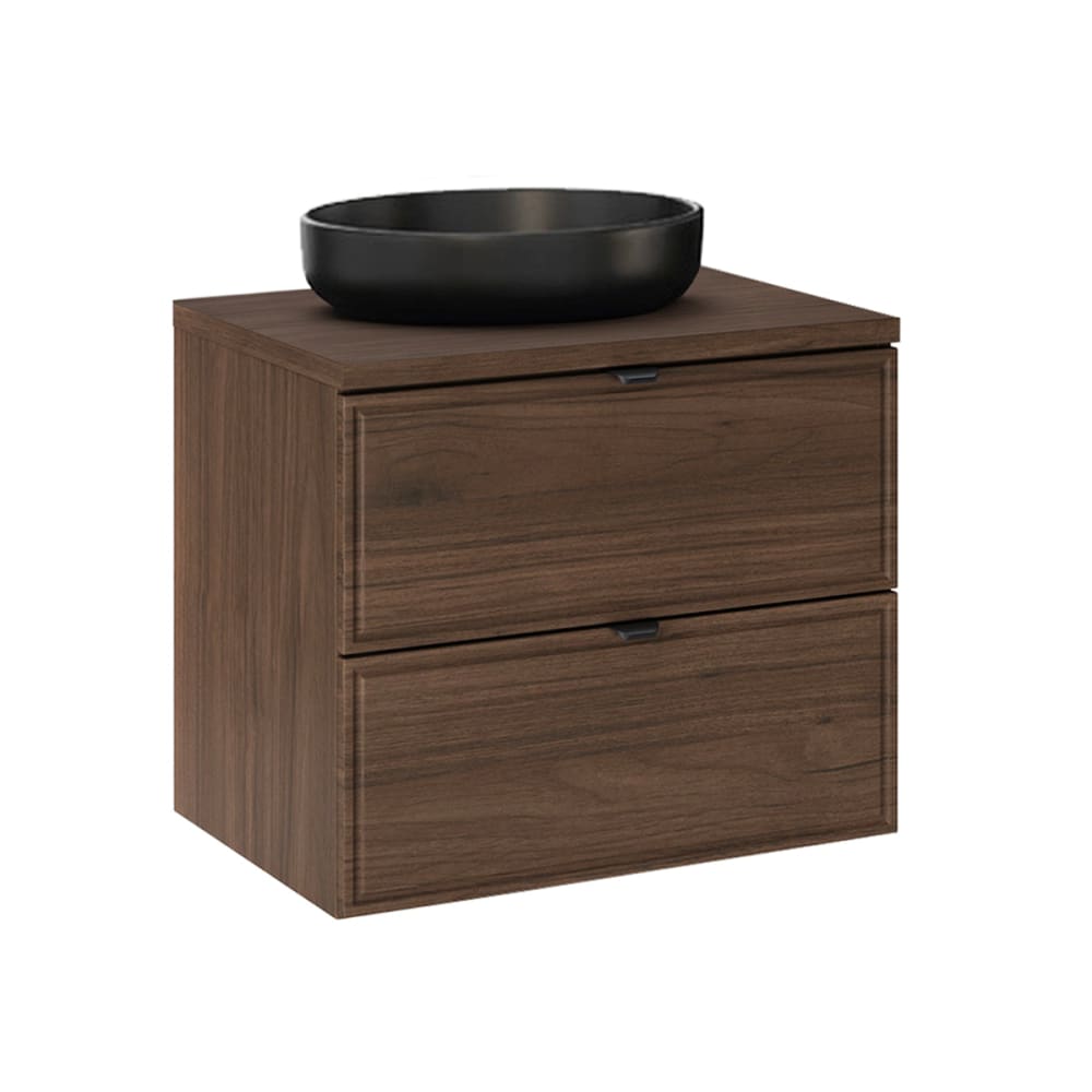 Petits meubles Einzelwaschtisch 60cm Laminatplatten Dunkles Holz Braun Spanplatte