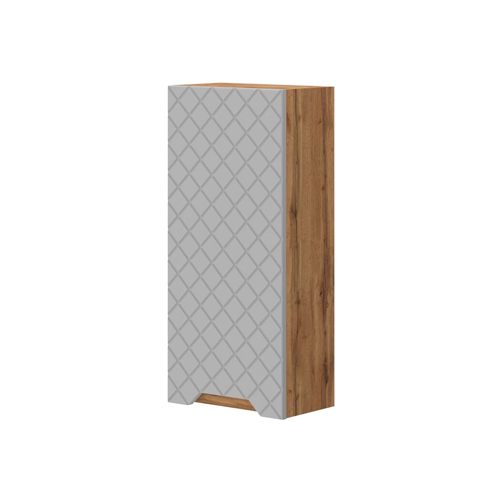 Vicco Badschrank Eiche/Grau mit Kachelstruktur 20x72.6cm style modern Grau Spanplatte