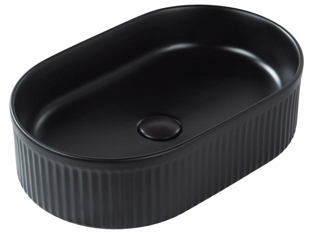 Beliani Aufsatzwaschbecken 49 x 31 cm Keramik Schwarz Schwarz Keramik