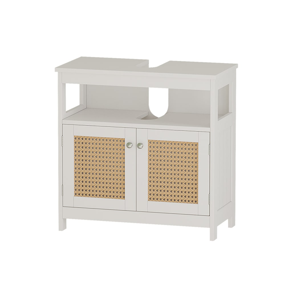 Vicco Waschbeckenunterschrank mit 2 Türen und offenem Fach Weiß 60x60cm style modern Weiß Spanplatte