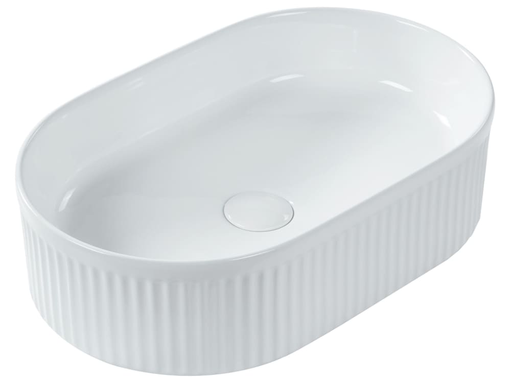 Beliani Aufsatzwaschbecken 49 x 31 cm Keramik Weiß Weiß Keramik