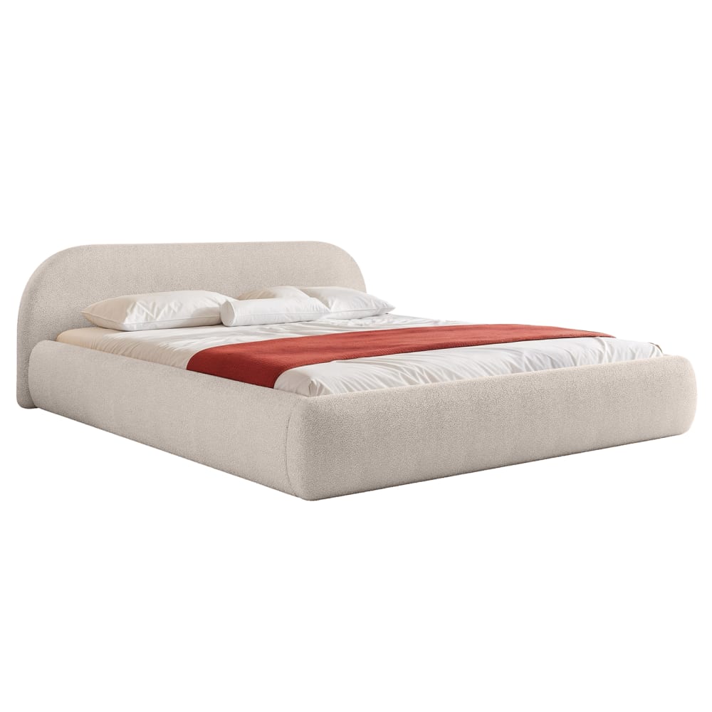 Lit capitonné en tissu - beige