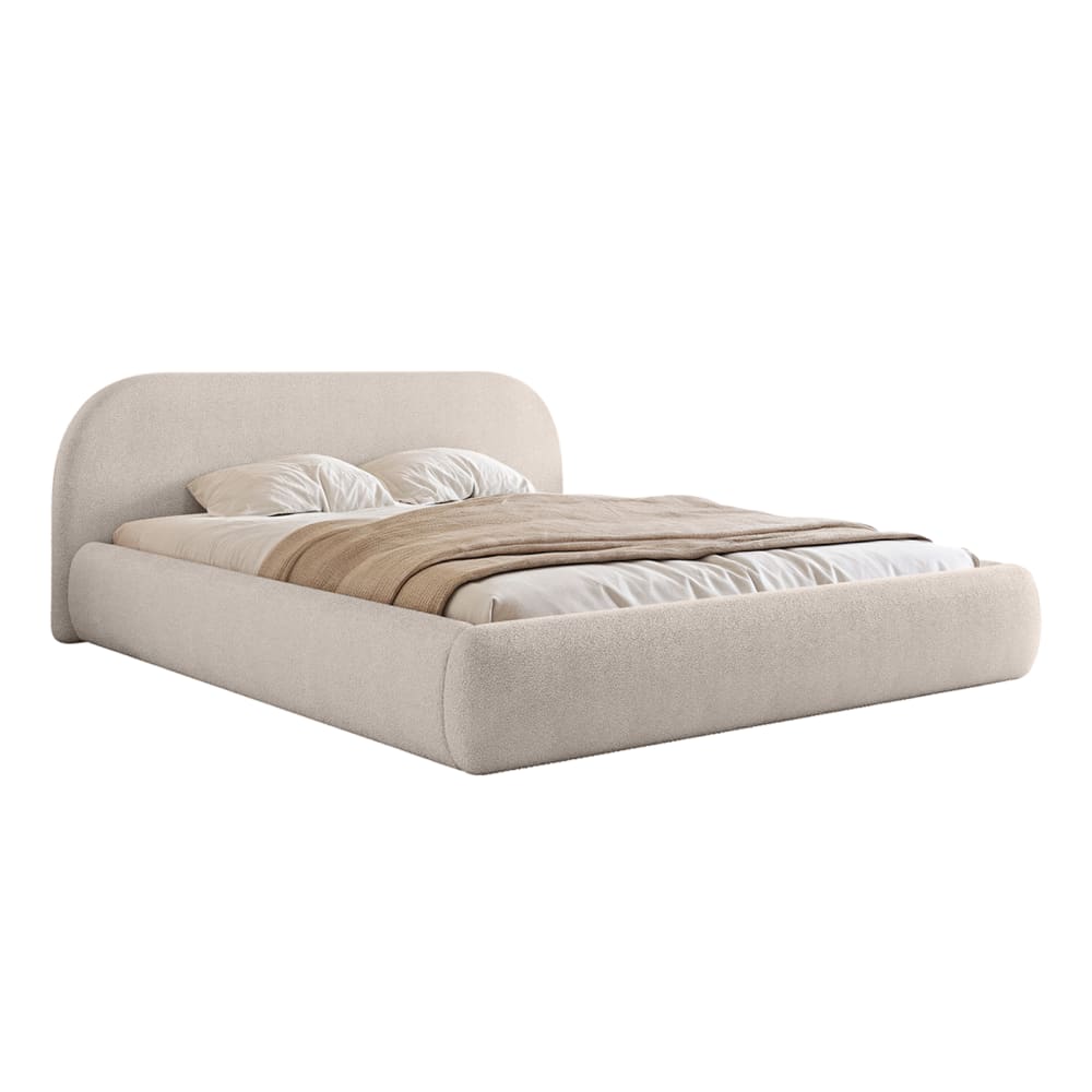 Lit rembourré en tissu bouclé 180x200 cm, Beige