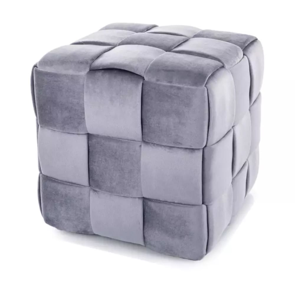 Pouf en velours gris