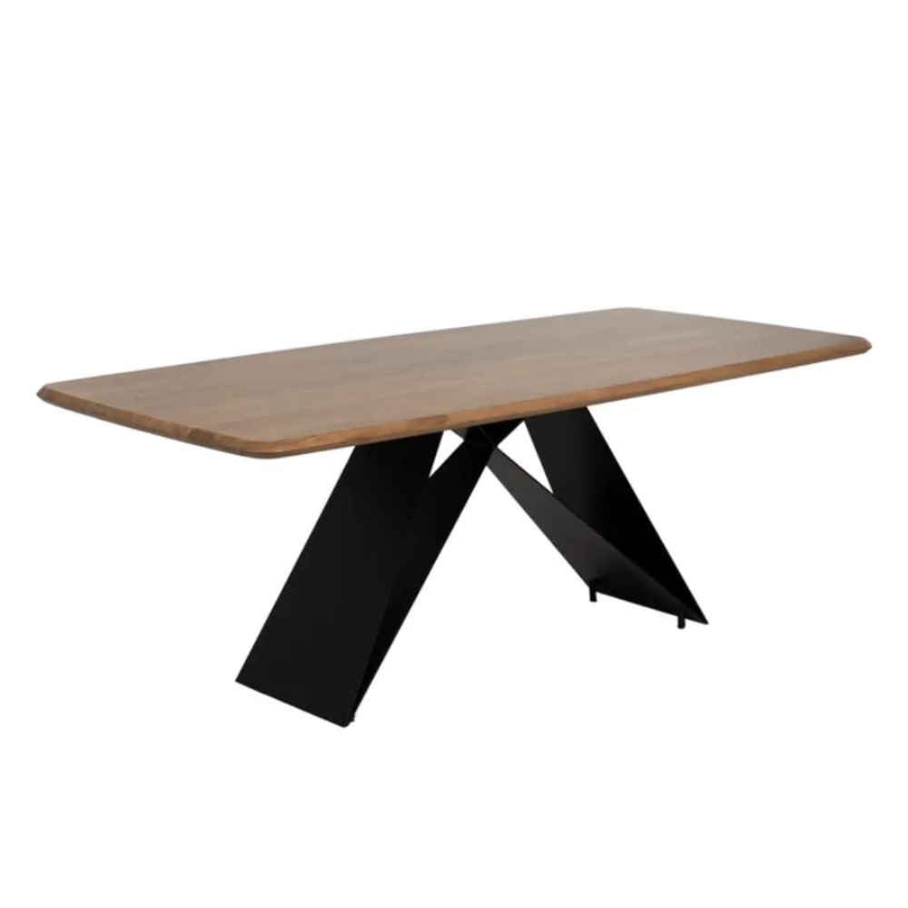 Table à manger en acacia massif et base en métal 200x100x77cm