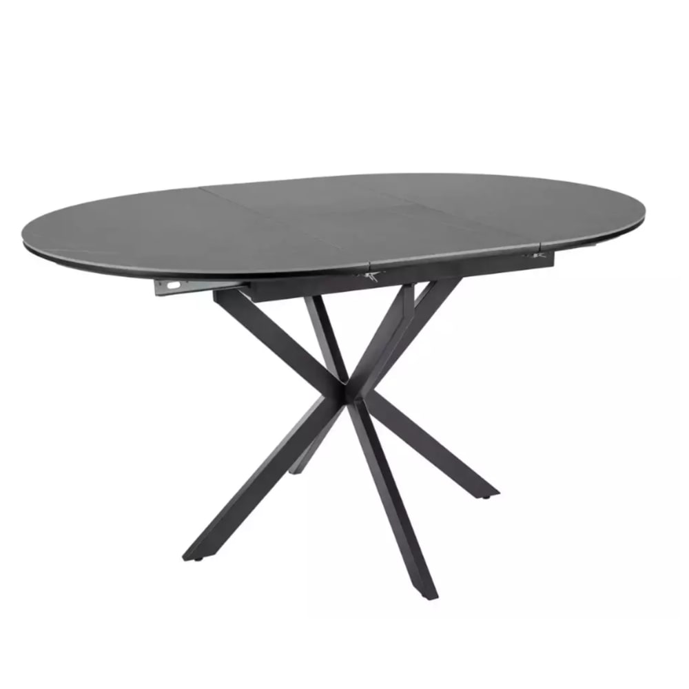 Table extensible gris mat céramique ronde 135x100x75cm