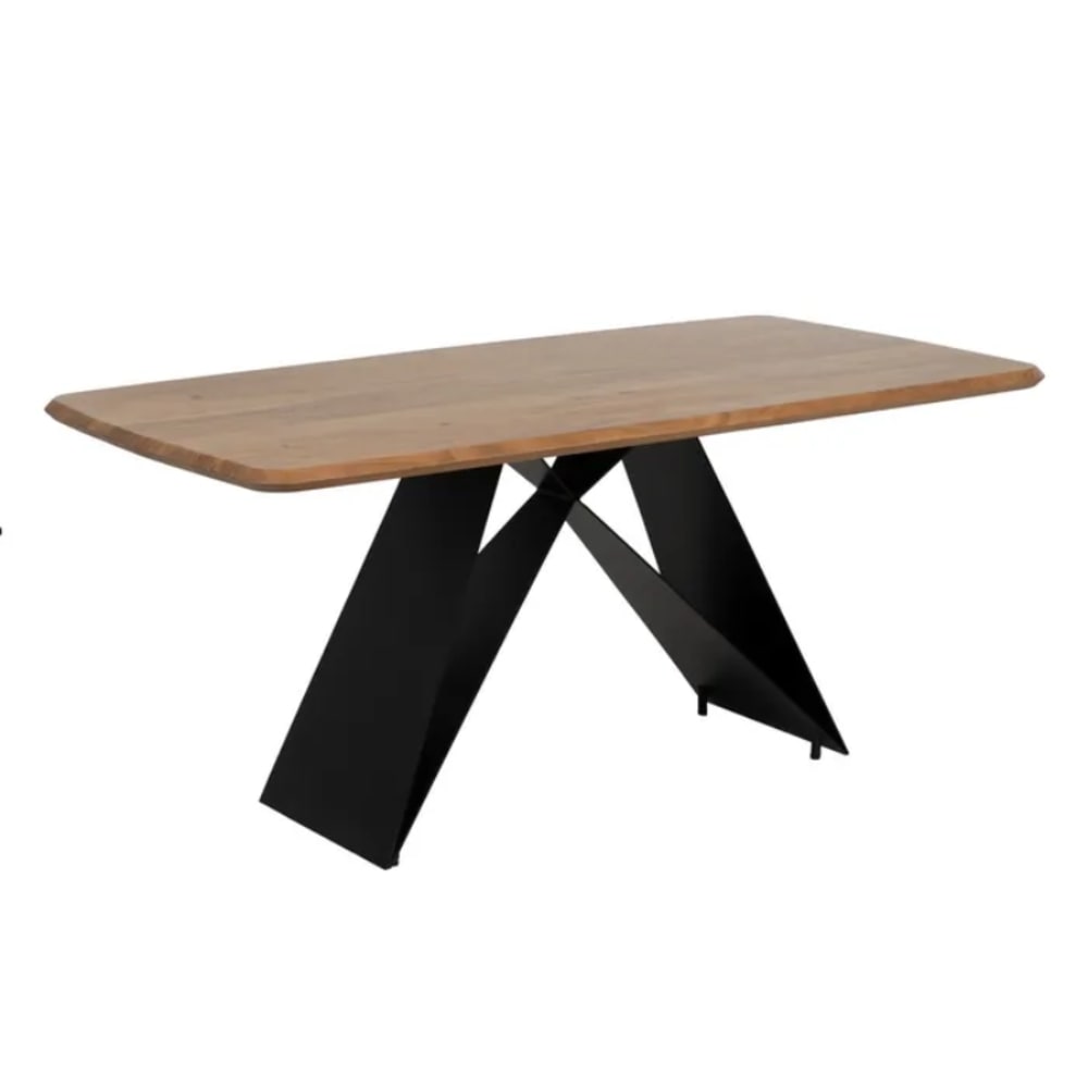Table à manger en acacia massif et en métal 170x90x77cm