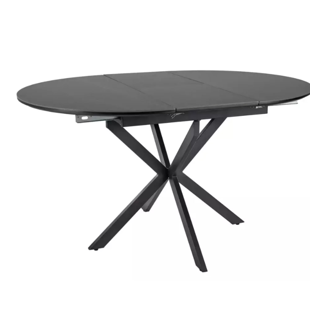 Table extensible ronde noir mat 6 places 135x100x75cm