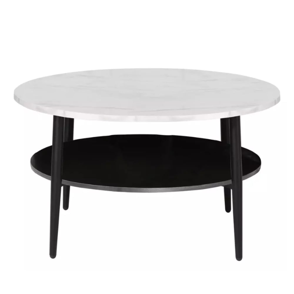 Table basse effet marbre blanc et noir 80x80x45cm