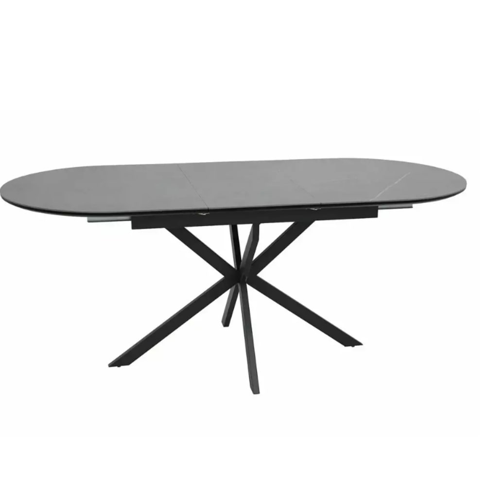 Table extensible ovale gris mat 8 personnes 180x80x75cm