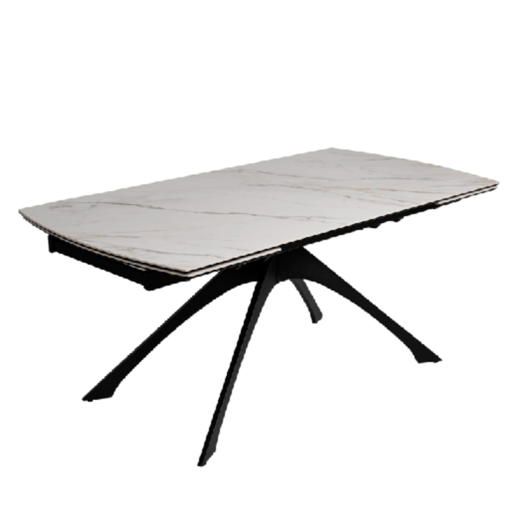 Table extensible effet marbre pied noir 180x90x76cm