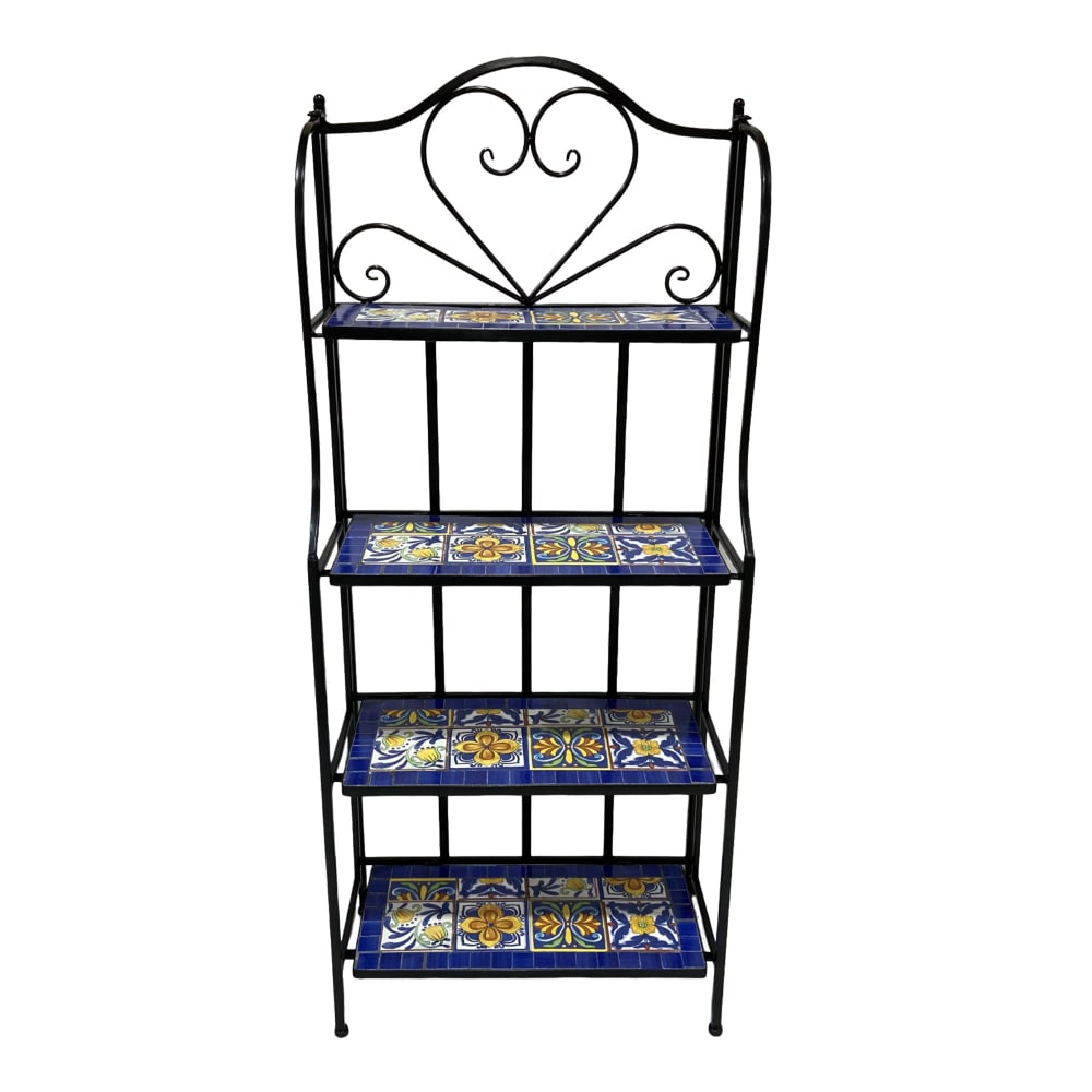 Axi Blumenregal Mosaik Blau/Gelb, mit 4 Ebenen, 64 x 27 x 140,5 cm style modern Gelb Metall