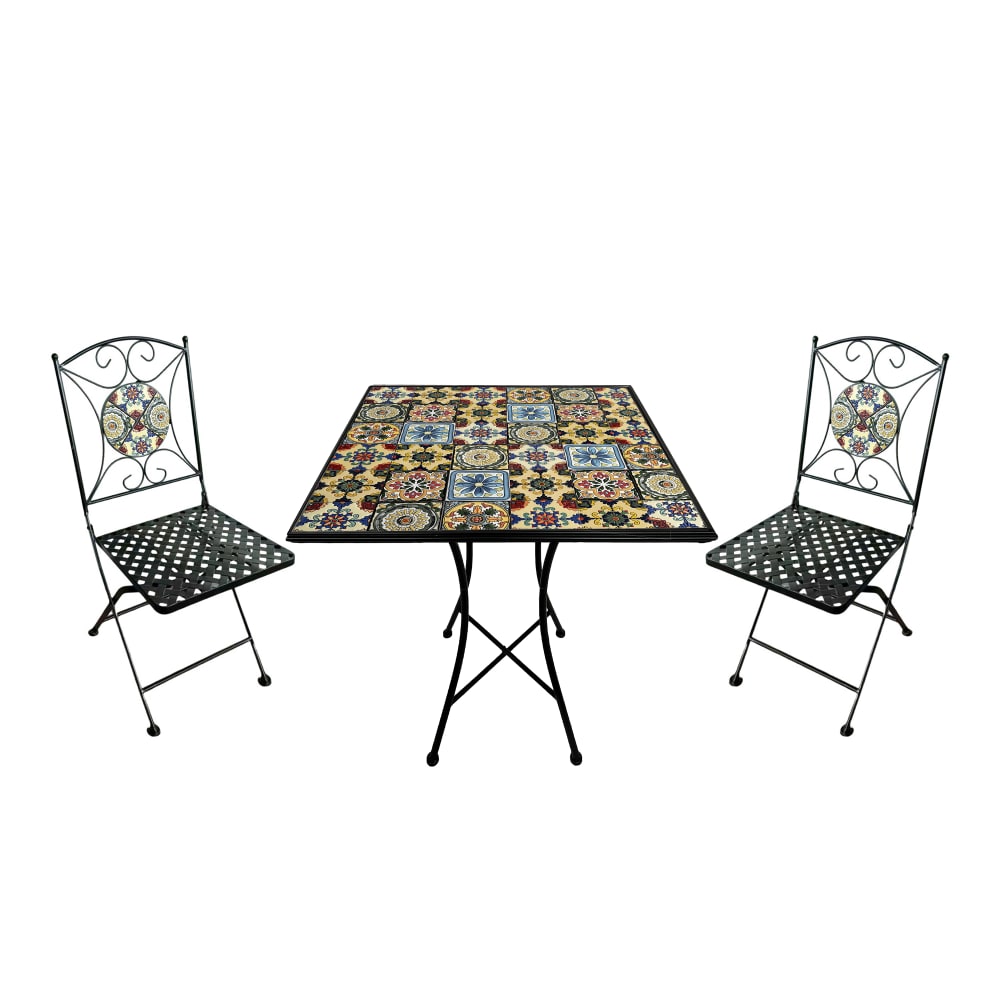 Table bistrot, 2 chaises,