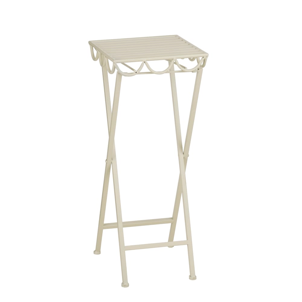 Table à plantes blanc cassé fer h68xl28xl28cm Table à plantes blanc cassé fer h68xl28xl28cm