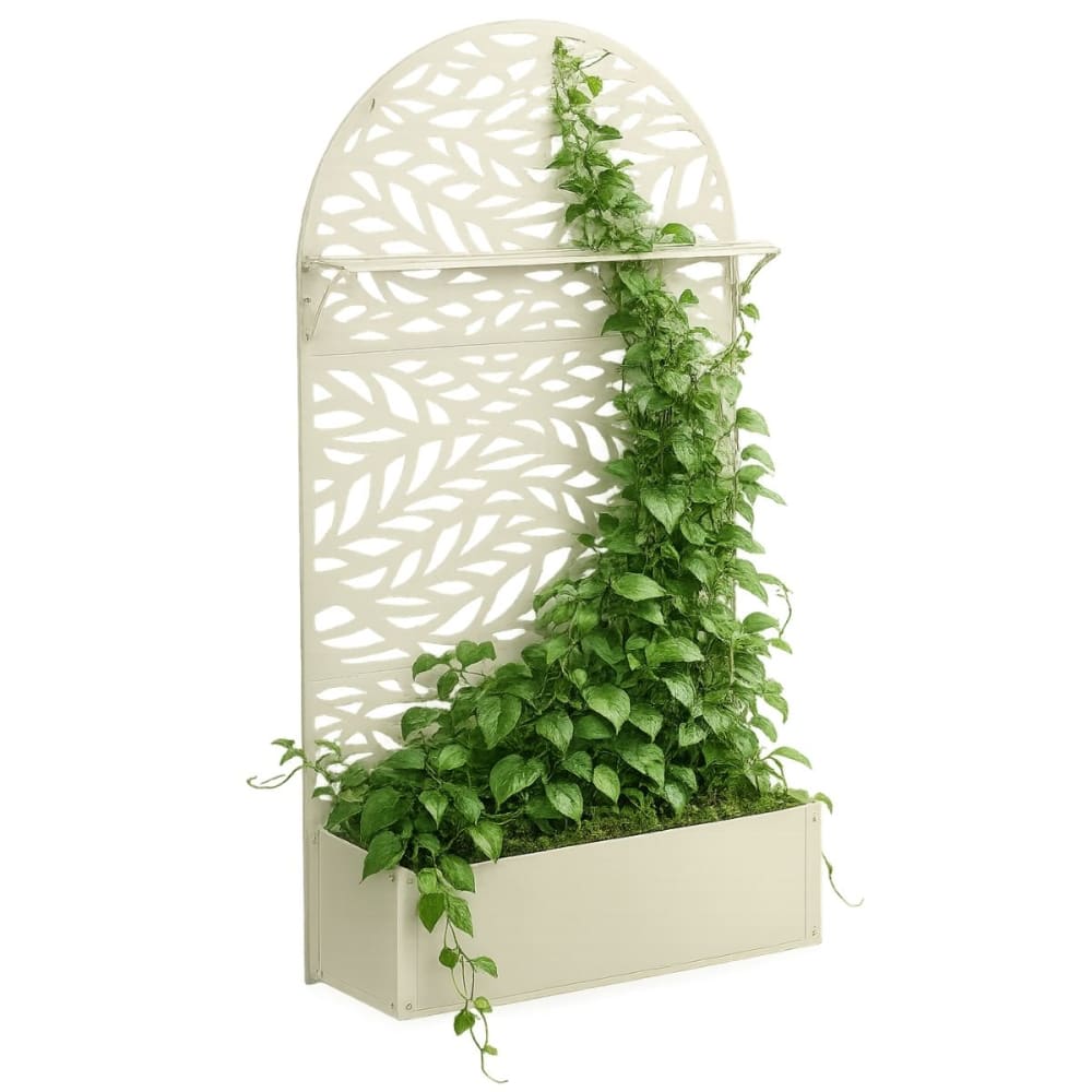Support pour plantes d'extérieur blanc cassé fer h180xl33xl90cm — Beyit