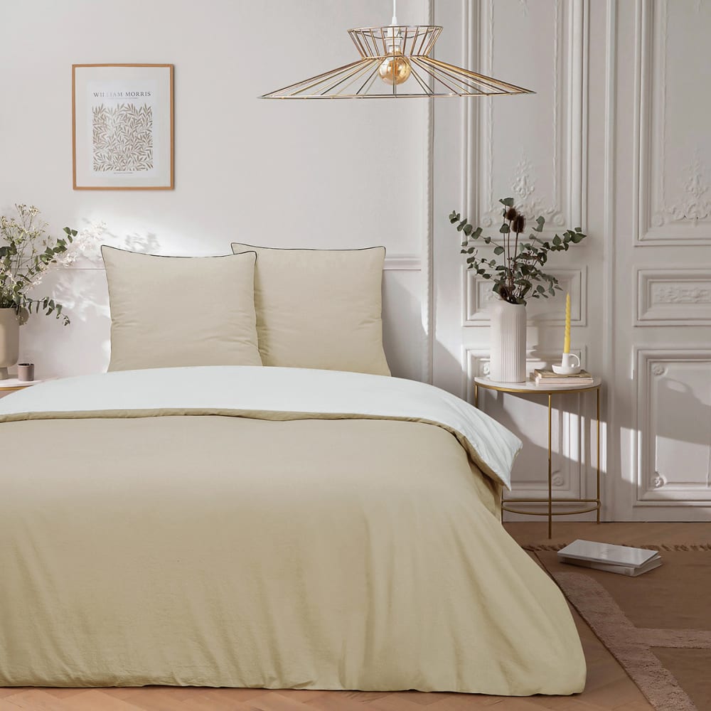 Parure de lit double bicolore 240x220cm