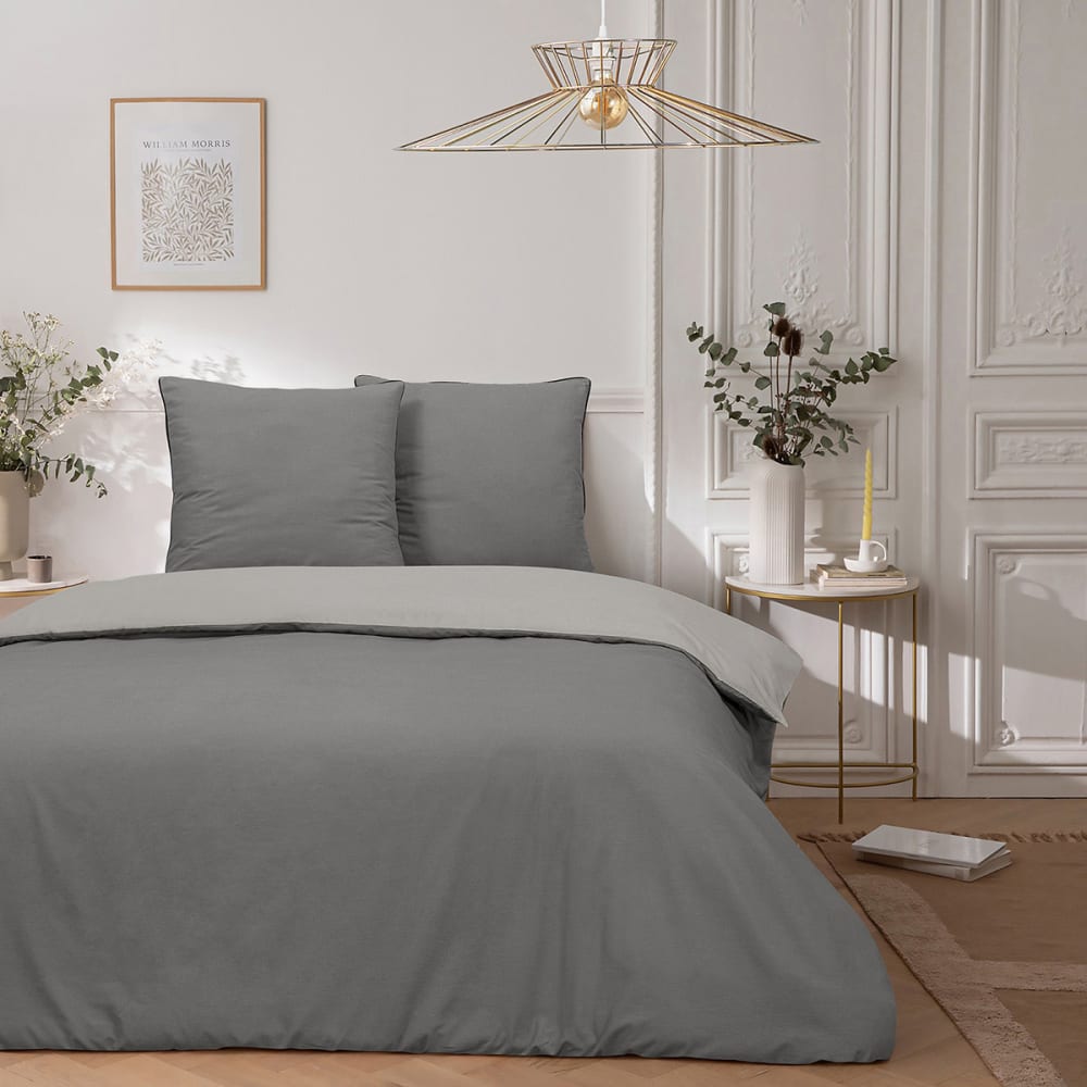 Parure de lit double bicolore 260x240cm