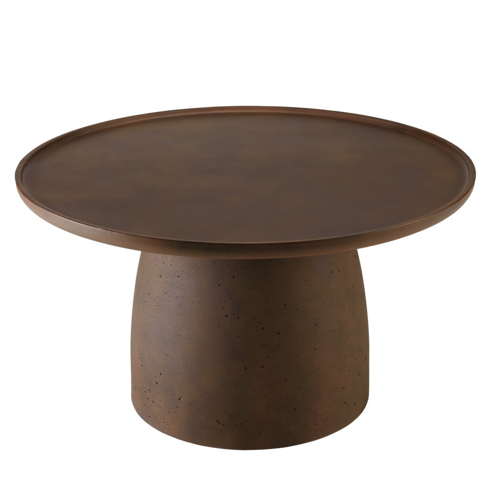 Table basse ronde en béton marron D80cm