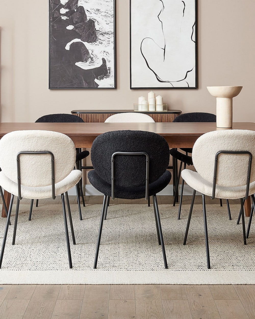 Esszimmerstuhl 2er Set aus Stoff, schwarz - Maisons Du Monde