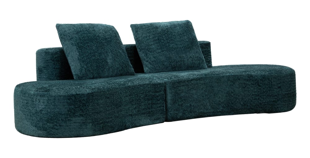 Canapé en tissu bouclé compressé au vert 238 x 92 x 78 cm