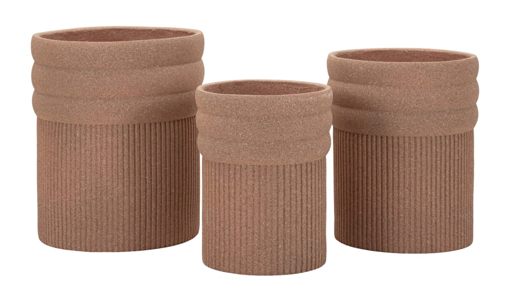 Vases extérieur en résine rouje, set 3 pcs Ø 41,5×50–36×45–30,5×39,5