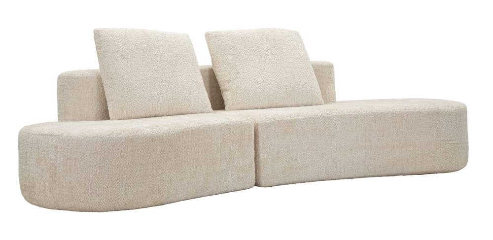 Canapé en tissu bouclé blanc compressé 238 x 92 x 78 cm