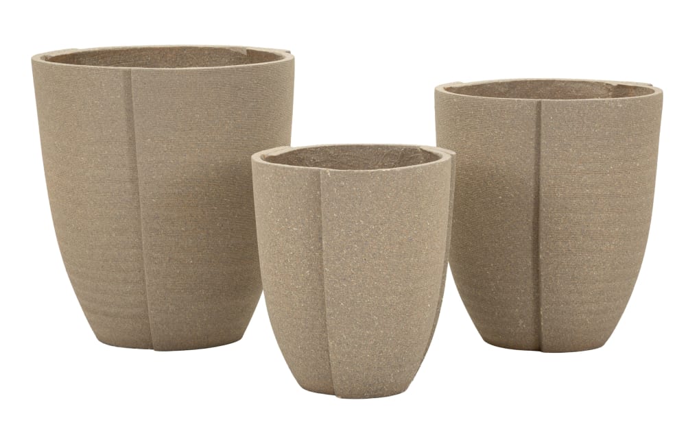 Vases extérieur en résine gris, set 3 pcs Ø 43×47–36×41,5–30,5×34,5