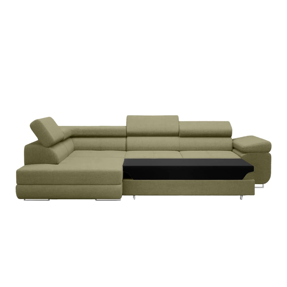 Ecksofa mit Cordbezug 3-Sitzer, Olive - Maisons Du Monde