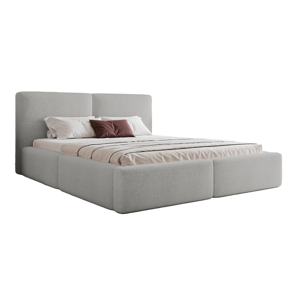 Fedve Polsterbett aus Bouclé-Stoff 160x200 cm, Grau Grau Pes - Polyester